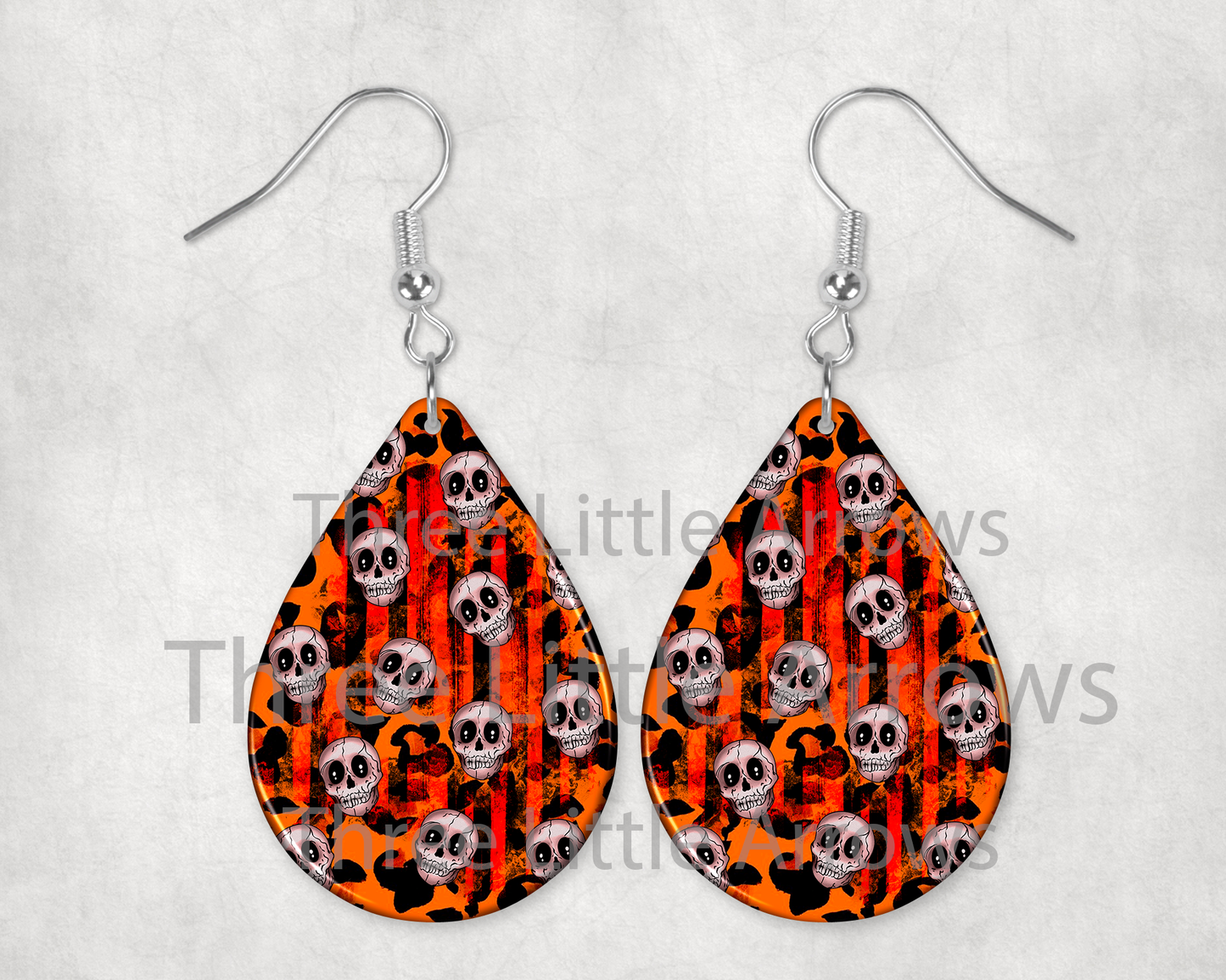 Spooky Skull Teardrop Earrings