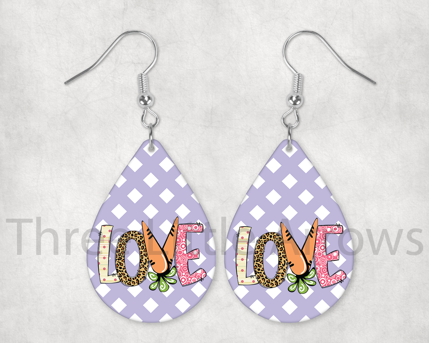 Bunny Love Teardrop Earrings – Purple