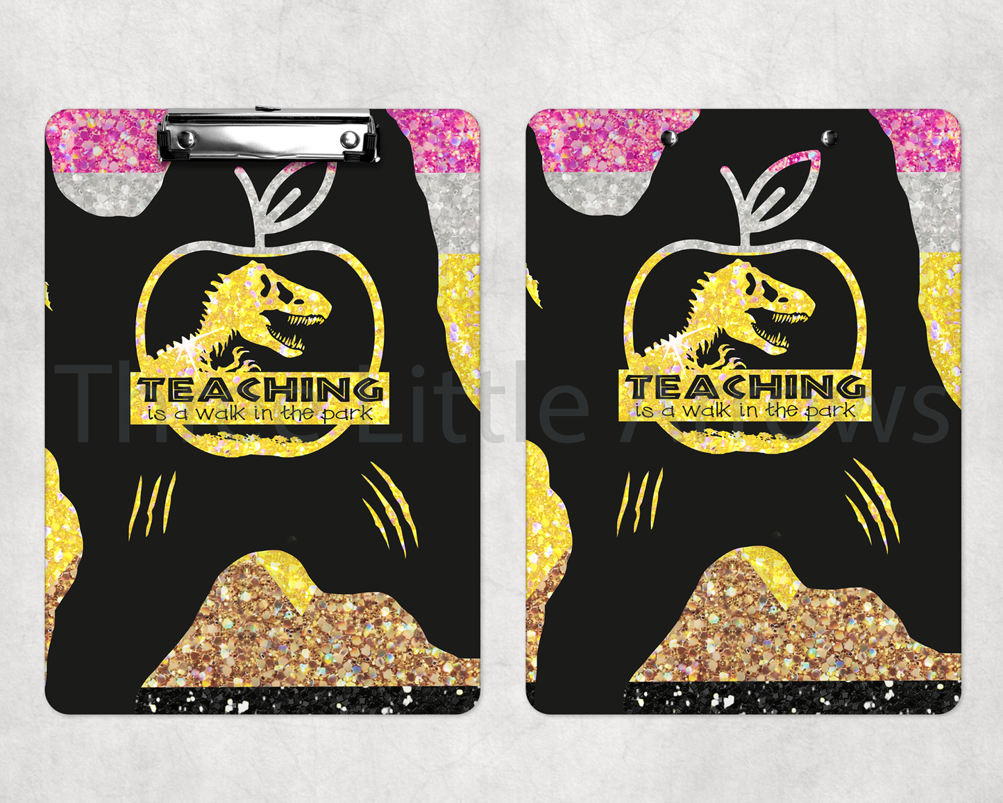 “Teaching is a Walk in the Park” Glitter Dino Teacher Clipboard