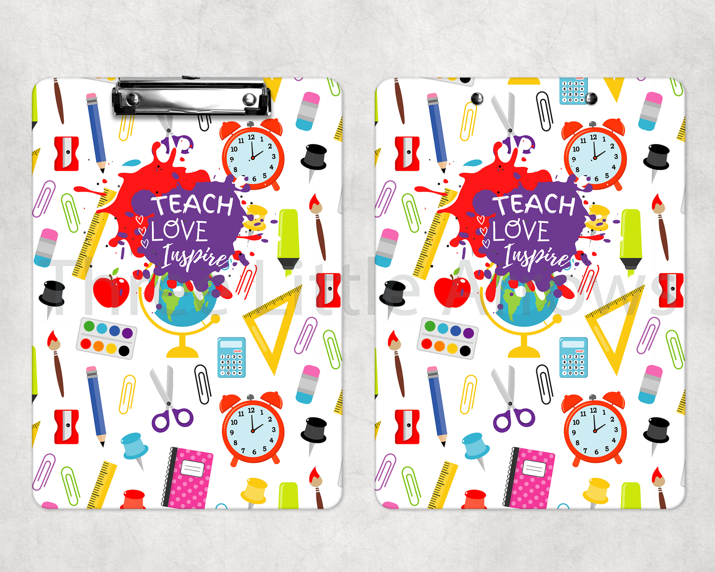 “Teach • Love • Inspire” Colorful Classroom Clipboard
