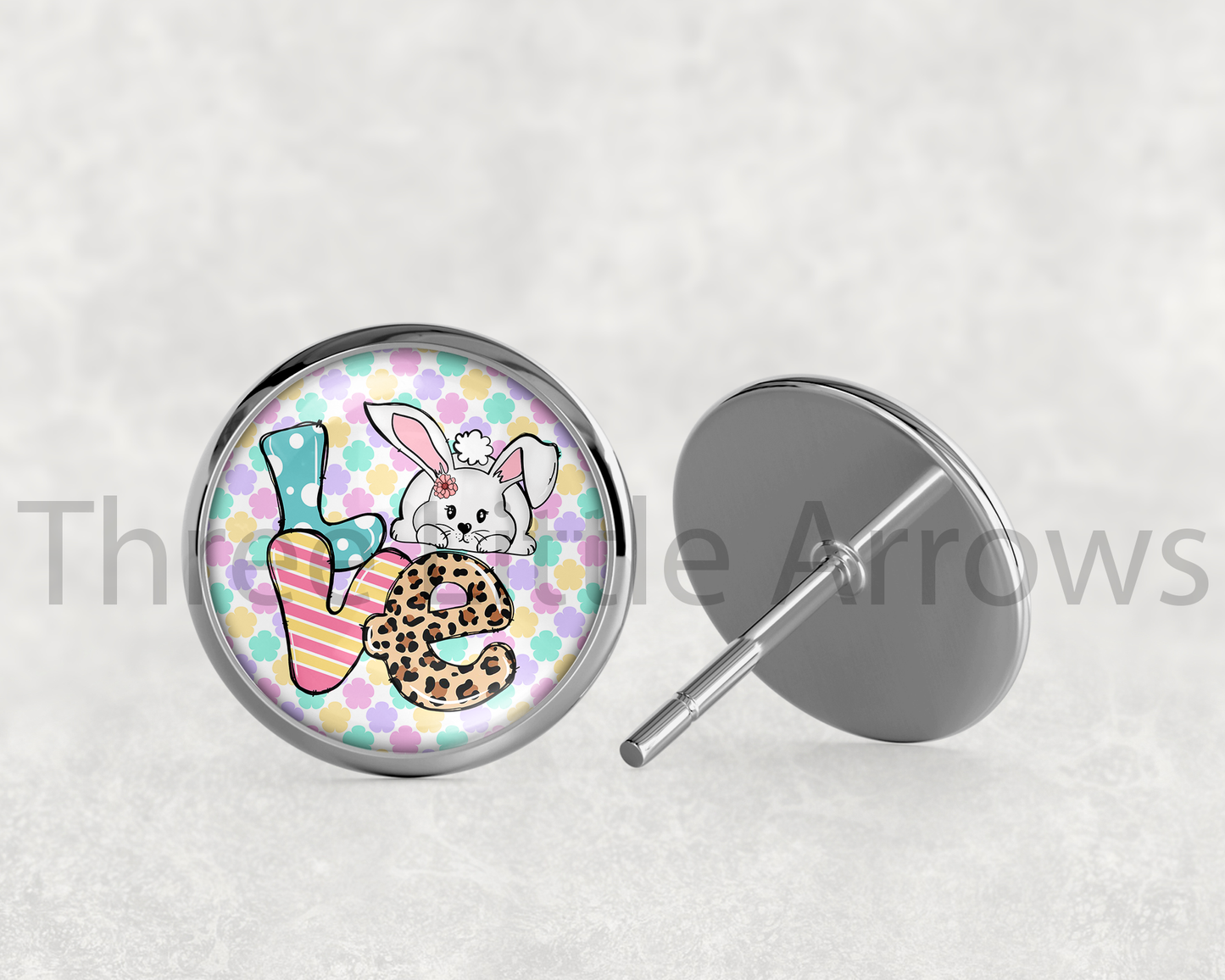 Pastel Sketch Bunny Stud Earrings