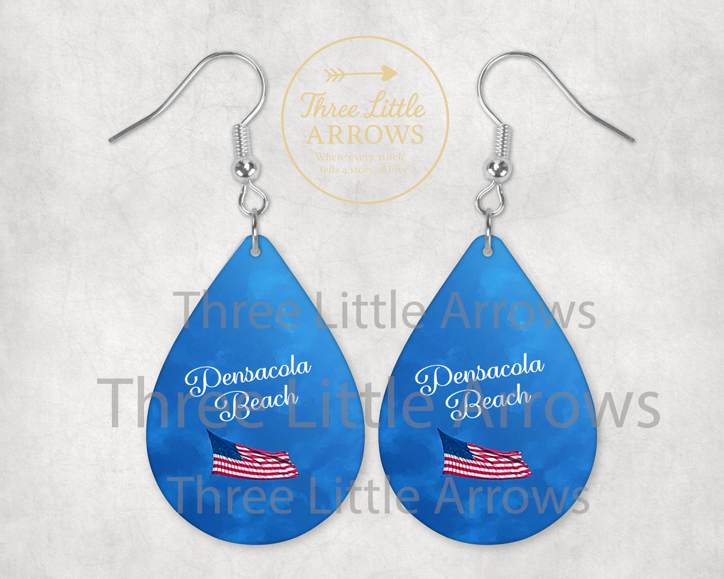 Pensacola Beach Earrings – American Flag Design