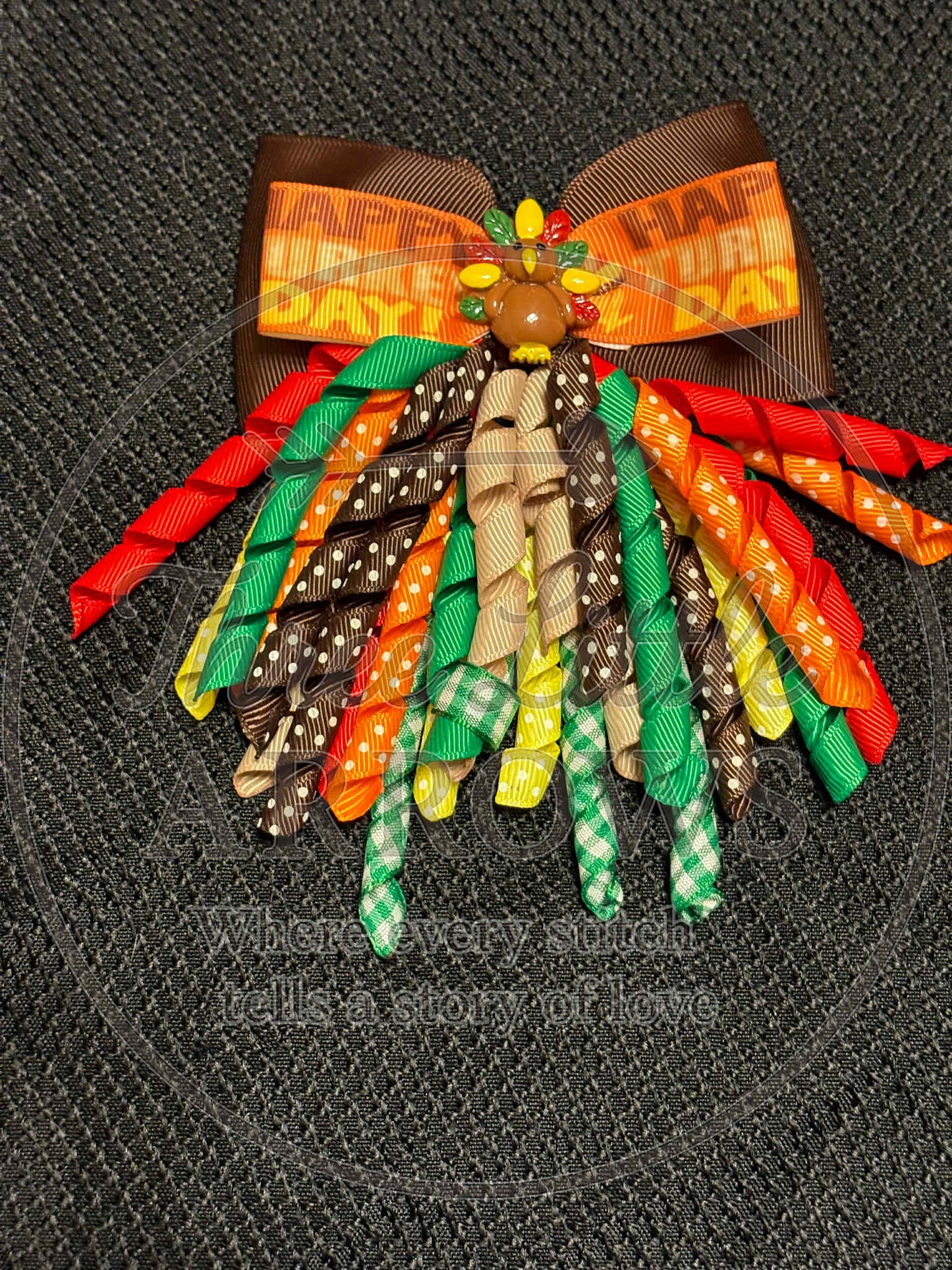 Thanksgiving Curly Ribbon Turkey Bow