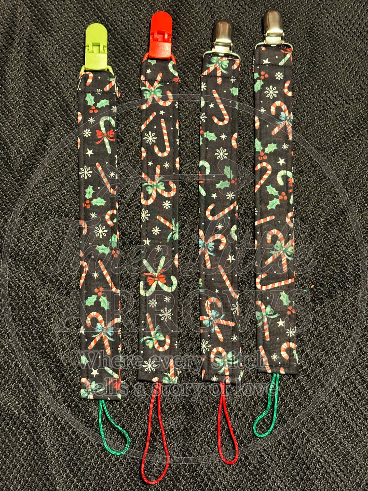 Candy Cane Christmas Pacifier Clip