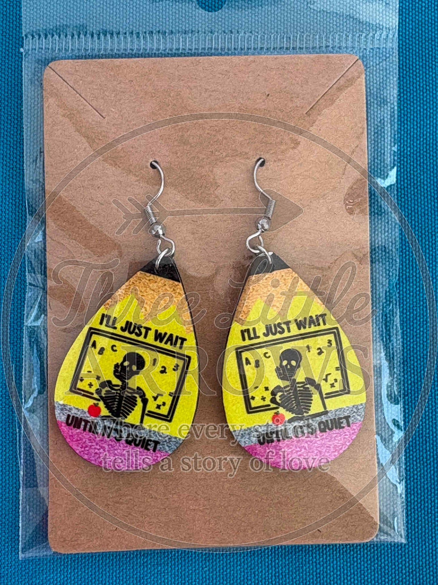 Skeleton Teacher Pencil Earrings