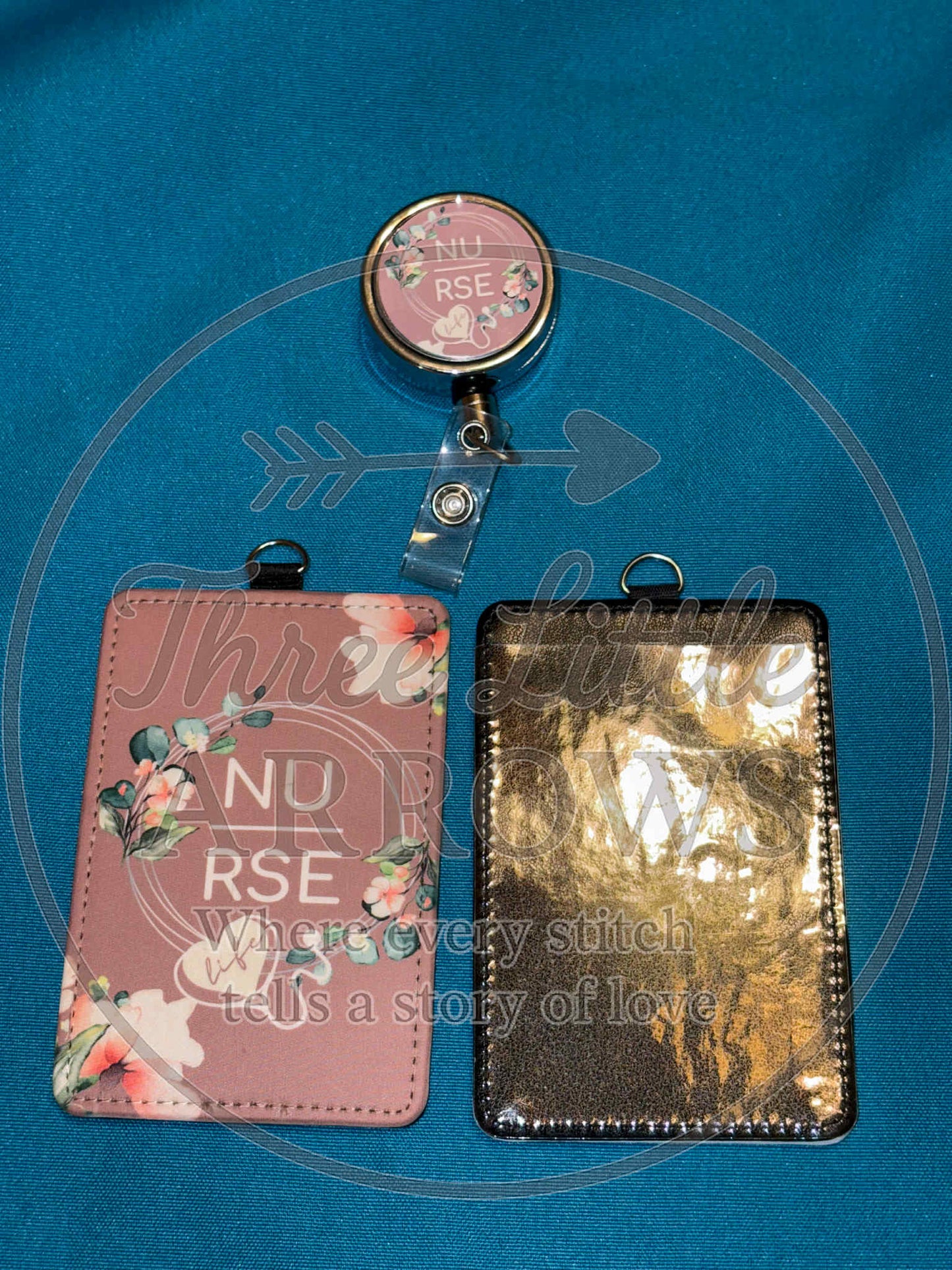 Floral Nurse Badge Holder + Matching Reel Set