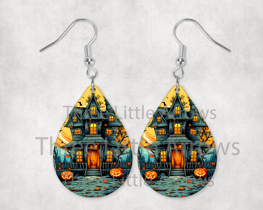 Haunted House Halloween Earrings