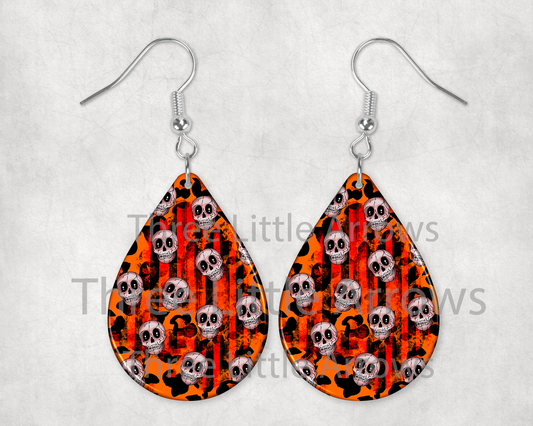 Spooky Skull Teardrop Earrings