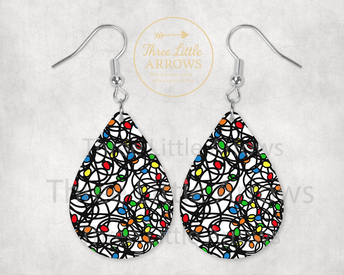 Tangled Christmas Lights Teardrop Earrings