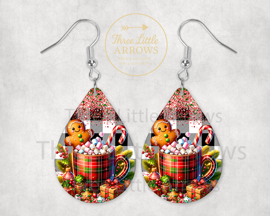 Gingerbread Plaid Mug Earrings