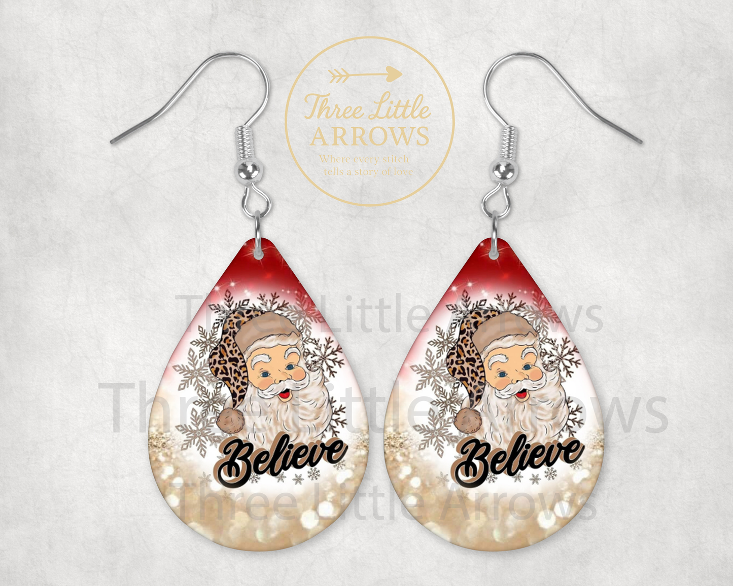 Believe in Santa – Leopard Christmas Earrings