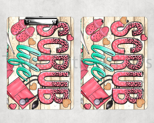 “Scrub Life” Nurse Leopard Clipboard