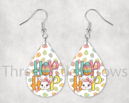 Hoppy Easter Bunny Teardrop Earrings