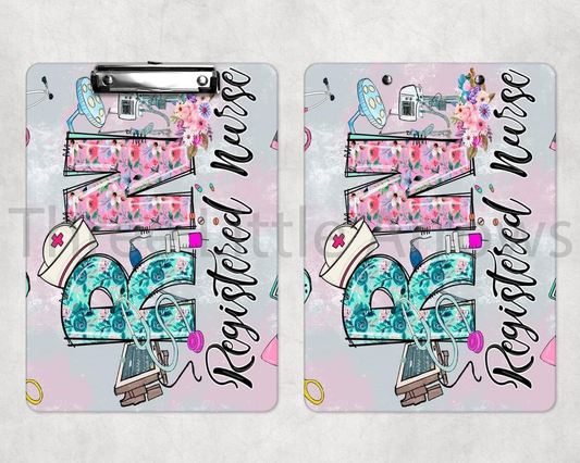 RN Registered Nurse Floral Medical Clipboard