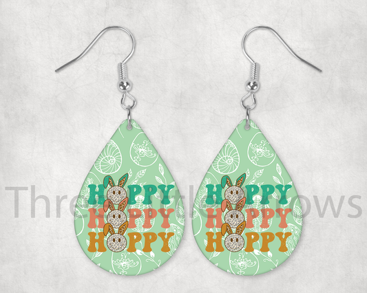 Hoppy Hoppy Hoppy Bunny Teardrop Earrings