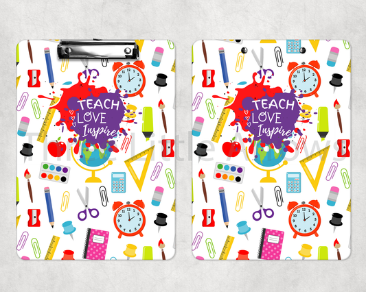 “Teach • Love • Inspire” Colorful Classroom Clipboard