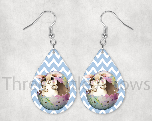 Hatching Bunny Easter Teardrop Earrings