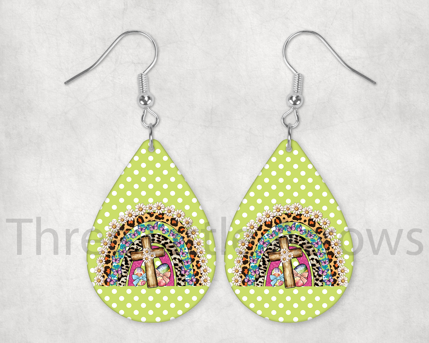 Faithful Easter Cross Rainbow Teardrop Earrings