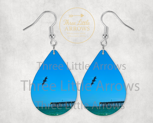 Blue Angels Pier Flyover Earrings