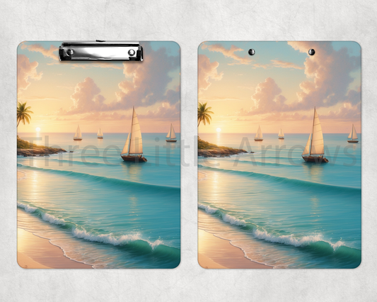 Coastal Sail Serenity Clipboard – Tranquil Ocean Sunset Design