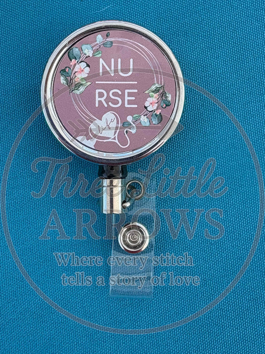 Floral Nurse Badge Reel