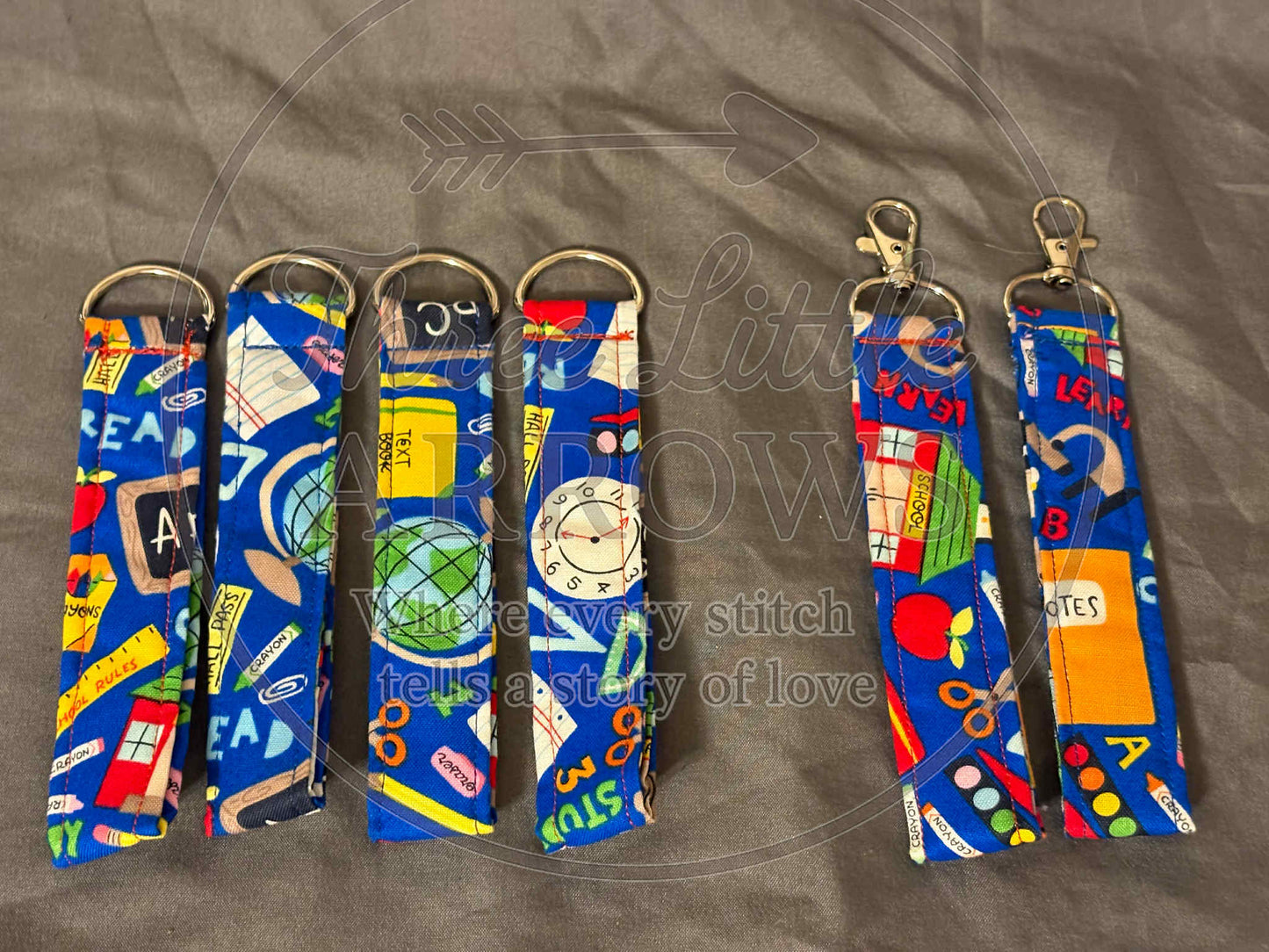 School Supplies Wristlet Keychains