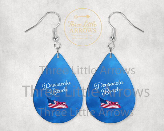 Pensacola Beach Earrings – American Flag Design