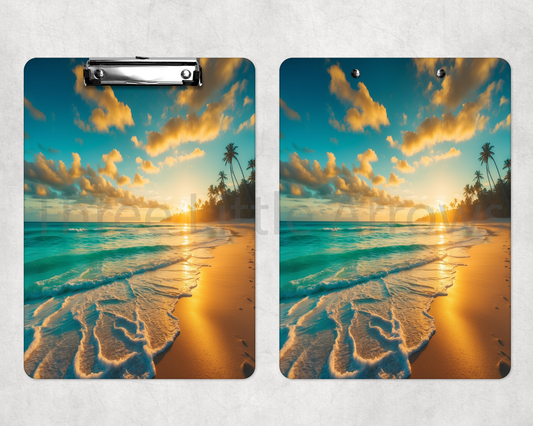 Golden Tide Sunset Clipboard – Tropical Ocean Glow Design