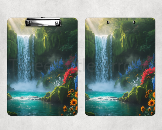 Enchanted Falls Clipboard – Serene Waterfall Garden Design