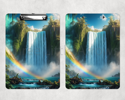 Rainbow Falls Clipboard – Majestic Waterfall Serenity Design