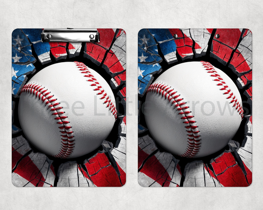 Game Day Ready Clipboard – Patriotic Baseball Design