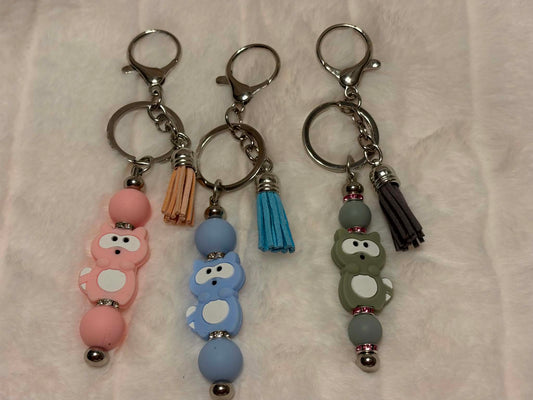 Woodland Raccoon Beaded Keychain