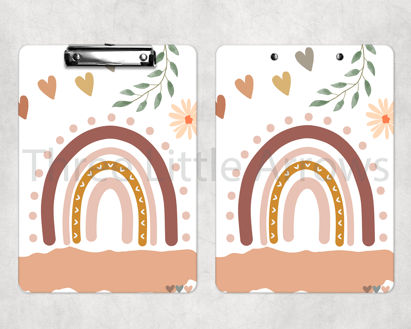 Boho Rainbow Hearts Clipboard – Custom Teacher Name Design