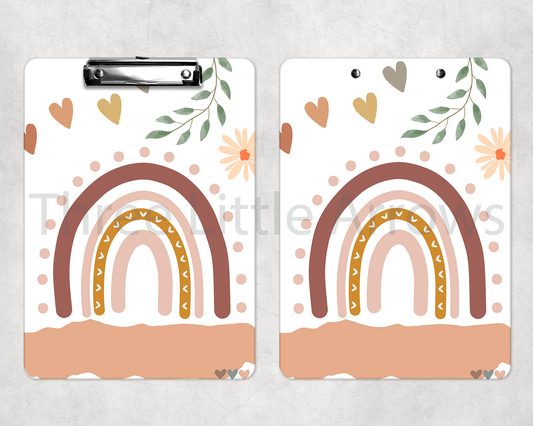 Boho Rainbow Hearts Clipboard – Custom Teacher Name Design