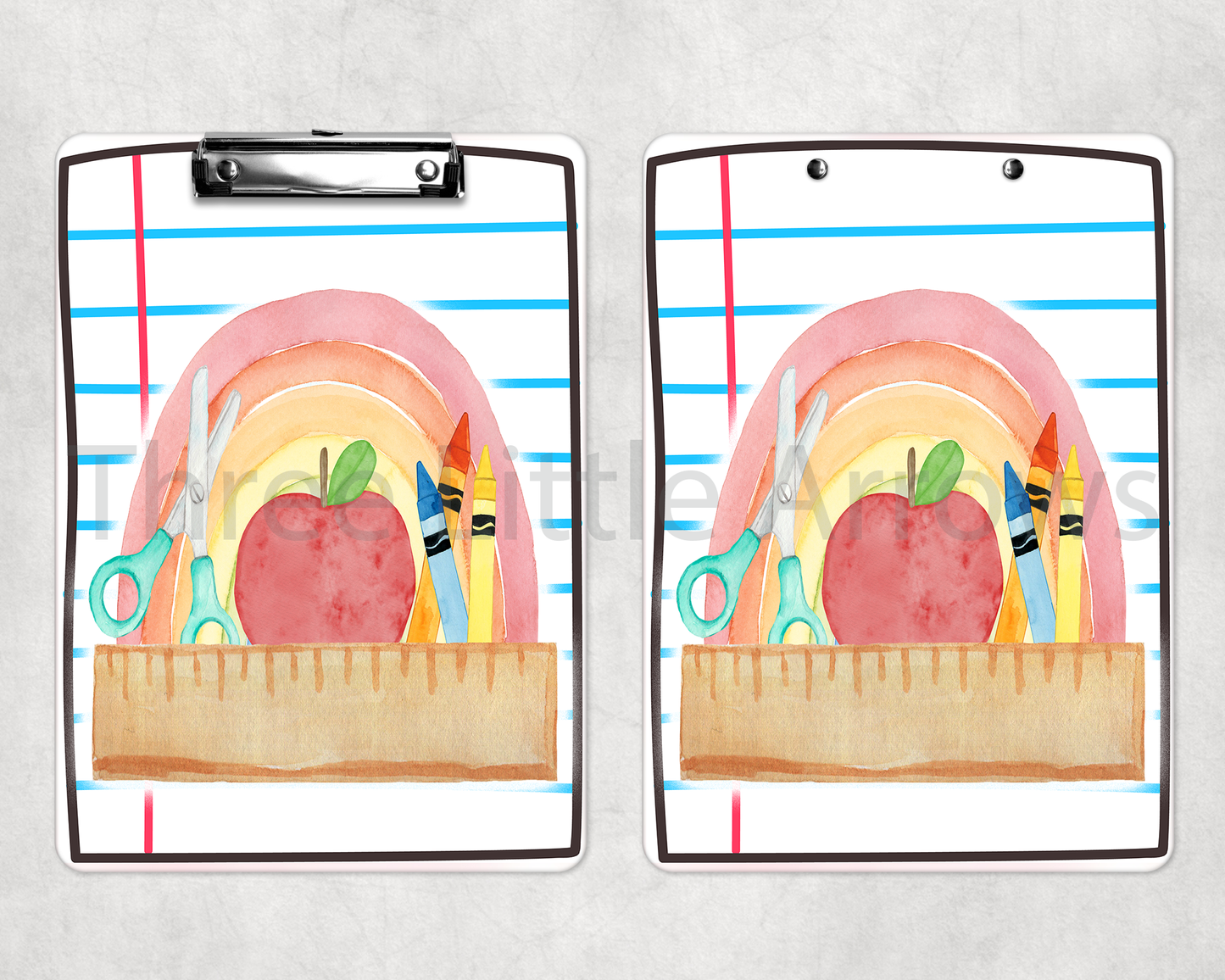 Rainbow School Supplies Clipboard – Custom Teacher Name Design