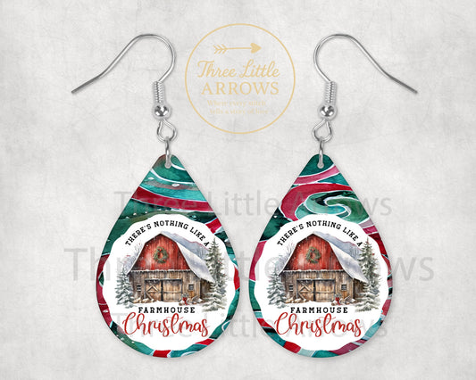 Farmhouse Barn Christmas Earrings