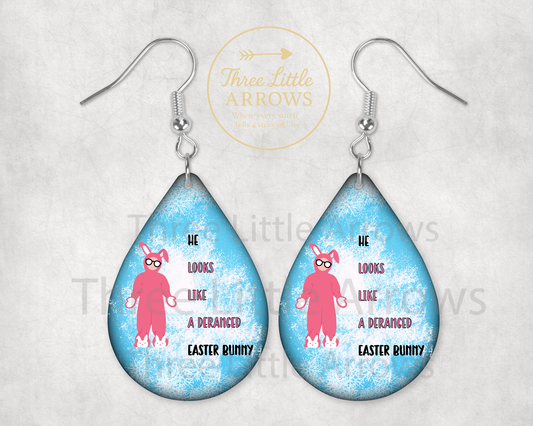 Deranged Easter Bunny Christmas Earrings