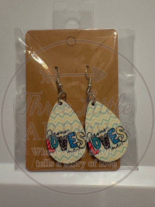 Jesus Loves Me Faith Teardrop Earrings