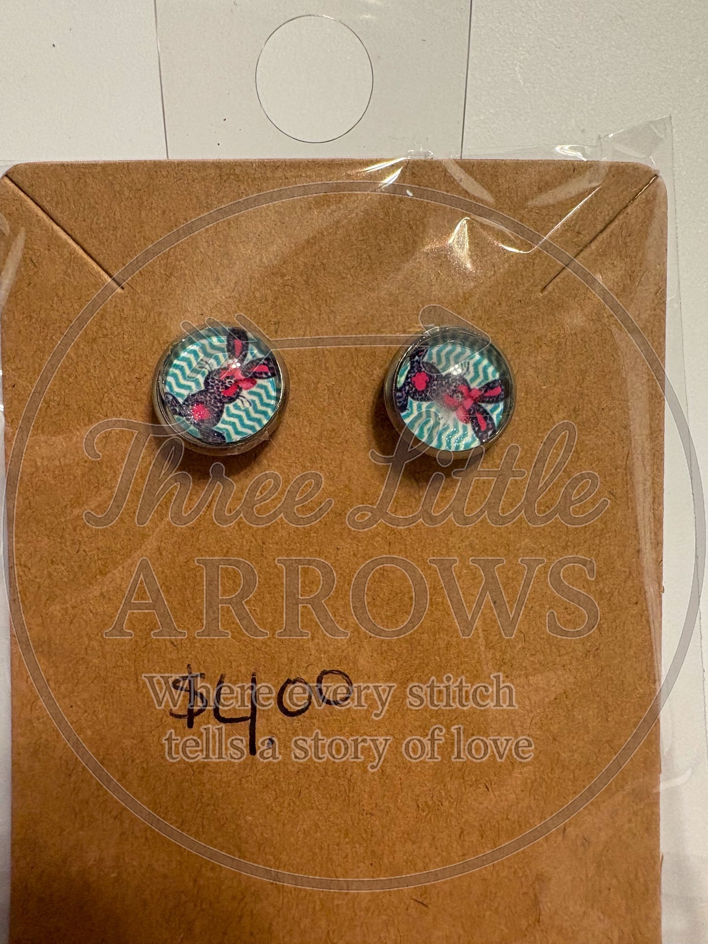 Bold Chevron Bunny Stud Earrings