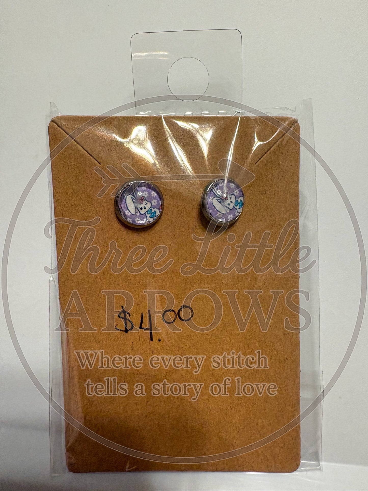 Lavender Bunny Stud Earrings