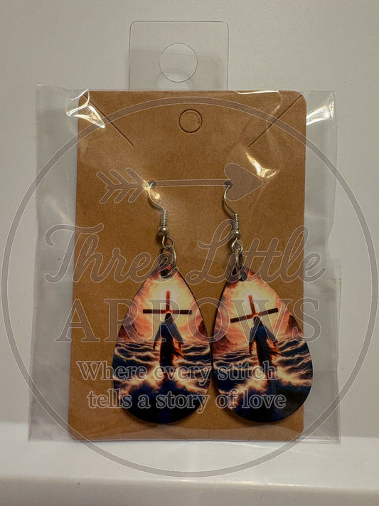 Walk to the Cross Faith Teardrop Earrings