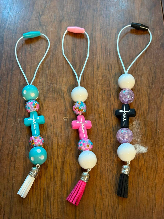 Jesus Cross Rearview Mirror Car Charm