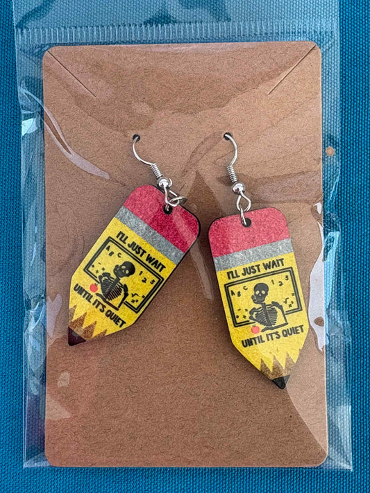 Skeleton Teacher Pencil Earrings