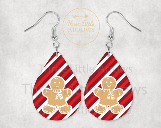 Gingerbread Man Christmas Earrings