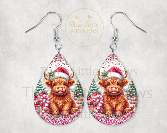 Highland Cow Christmas Earrings