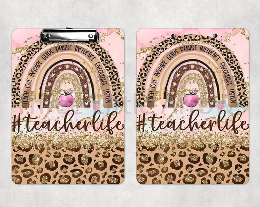 #TeacherLife Rainbow Leopard Teacher Clipboard