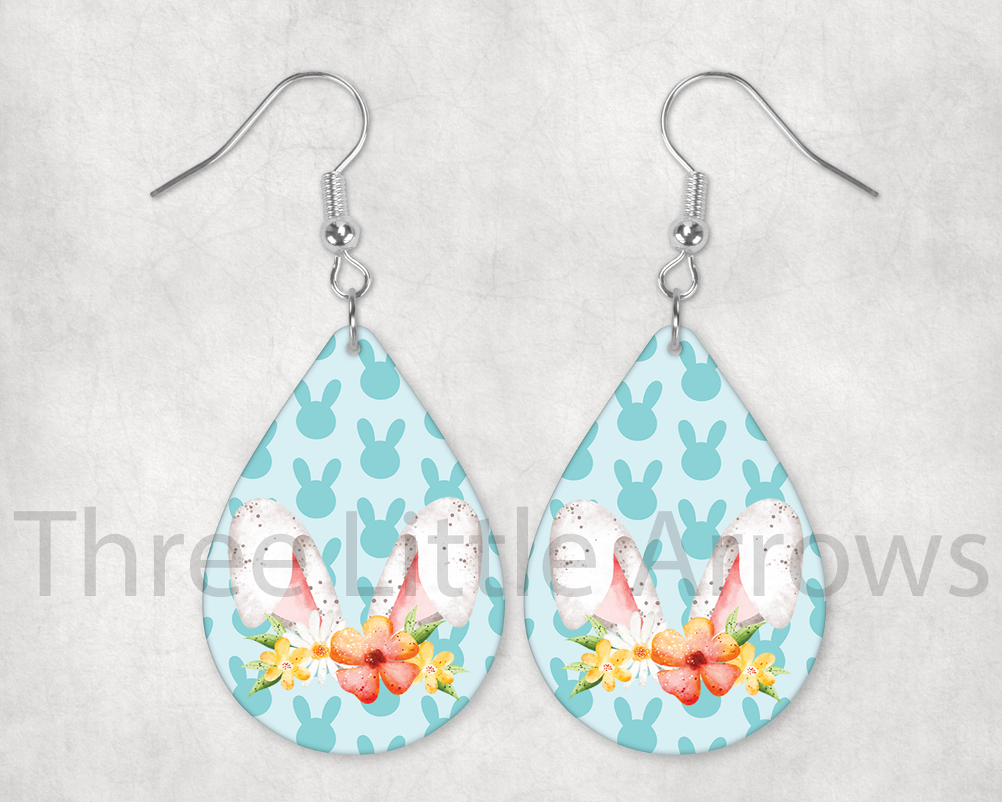 Floral Bunny Ears Teardrop Earrings