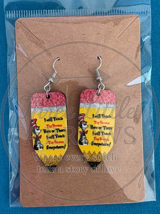 “I Will Teach” Teacher Pencil Earrings