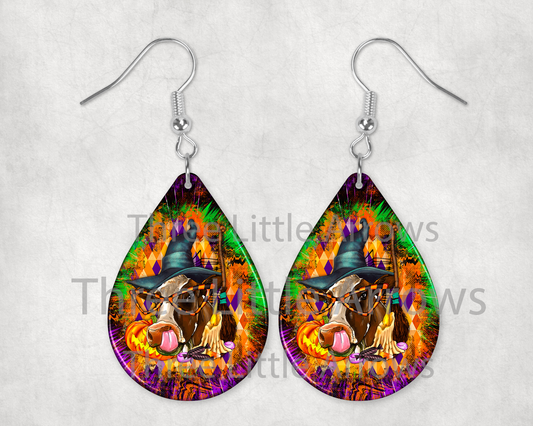 Witchy Cow Teardrop Earrings