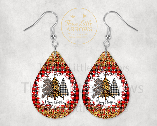 “Merry Christmas” Tree Earrings